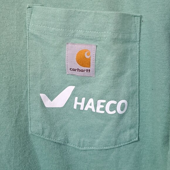 Carhartt Men's L Short Sleeve Light Green T-Shirt HAECO on Pocket - Picture 5 of 8